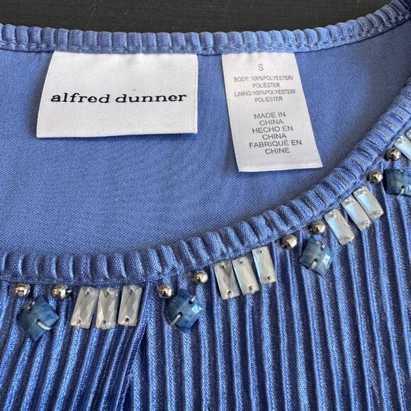 Alfred Dunner Moonlight Blue Tiered Plissé Embellished Gems Bejeweled Top (SZ M) - Picture 6 of 11